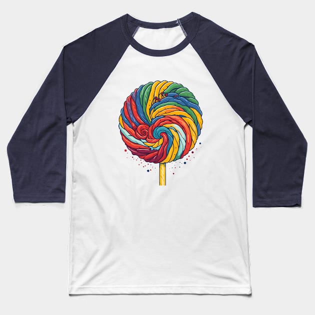 Colorful lollipop Baseball T-Shirt by webbygfx